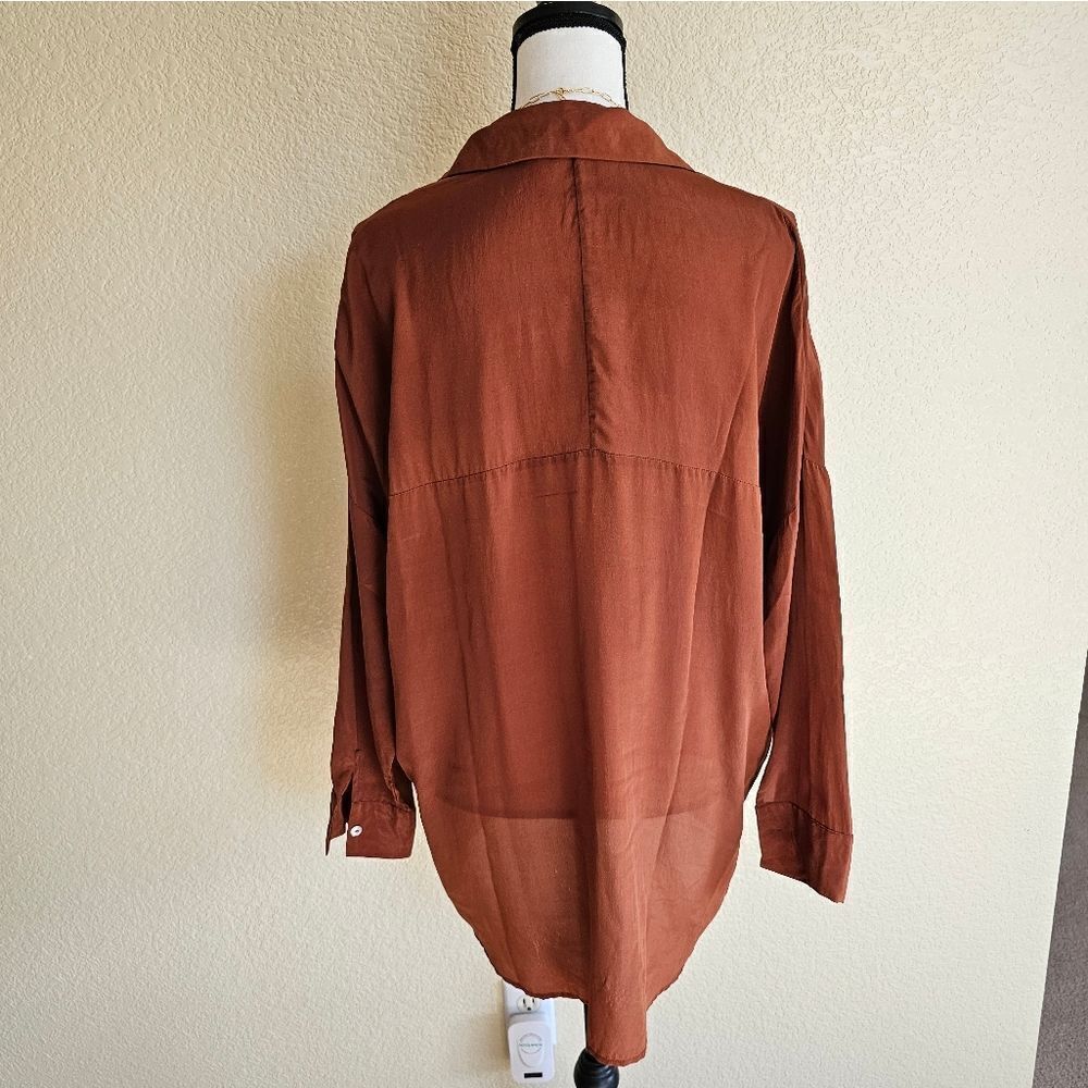 Brown Button-Up Blouse - Picture 2 of 6